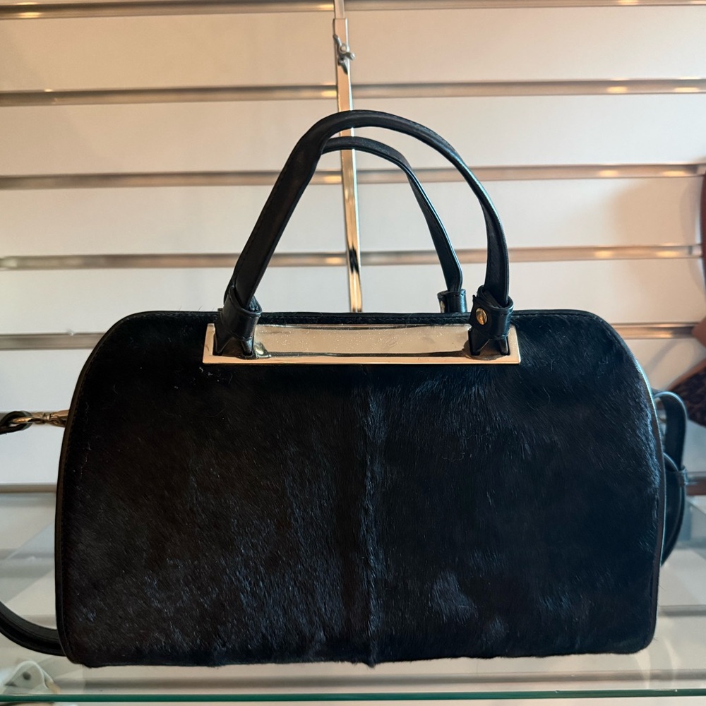 Charles David Sleek Brown Hair calf Satchel NWOT - Designer direct
